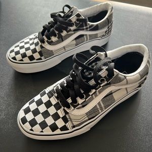 Vans Old Skool platform sneakers black white plaid checker men’s 6.5 women’s 8